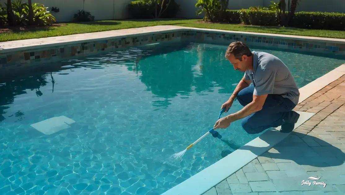 typical weekly checklist: skimming, brushing, filters and equipment checks